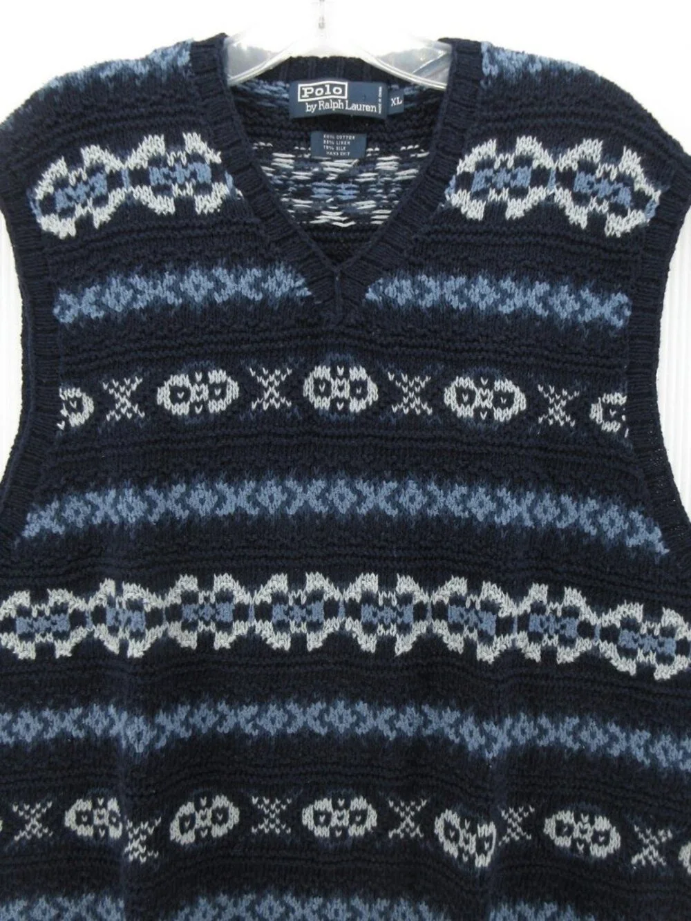 VTG Polo Ralph Lauren Sweater XL Silk Linen Vest Fair Isle Nordic Hand Knit